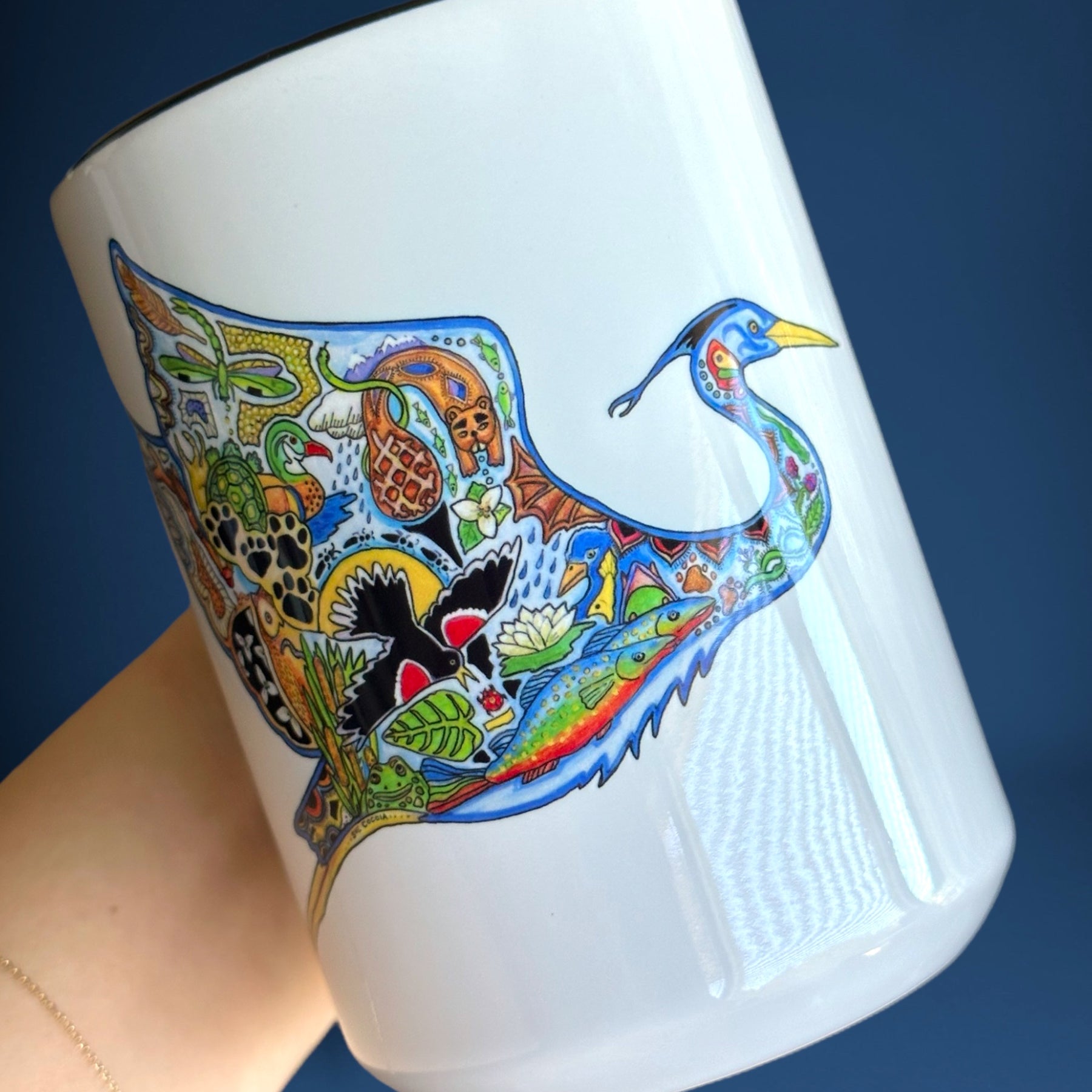 Flying Blue Heron 15 oz Mug