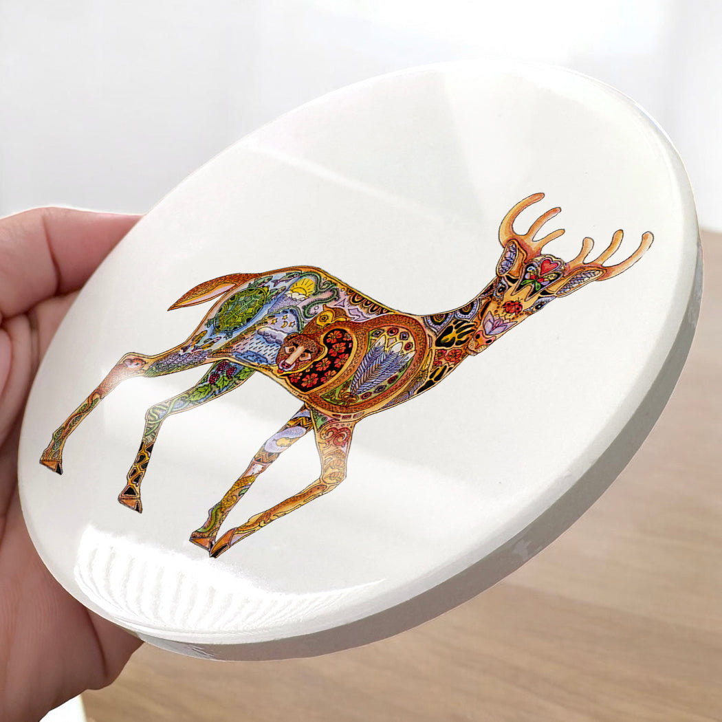 Deer Glazed Ceramic Coaster
