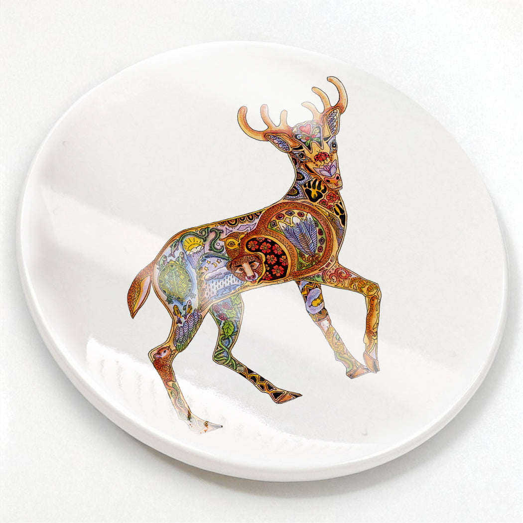 Deer Glazed Ceramic Coaster