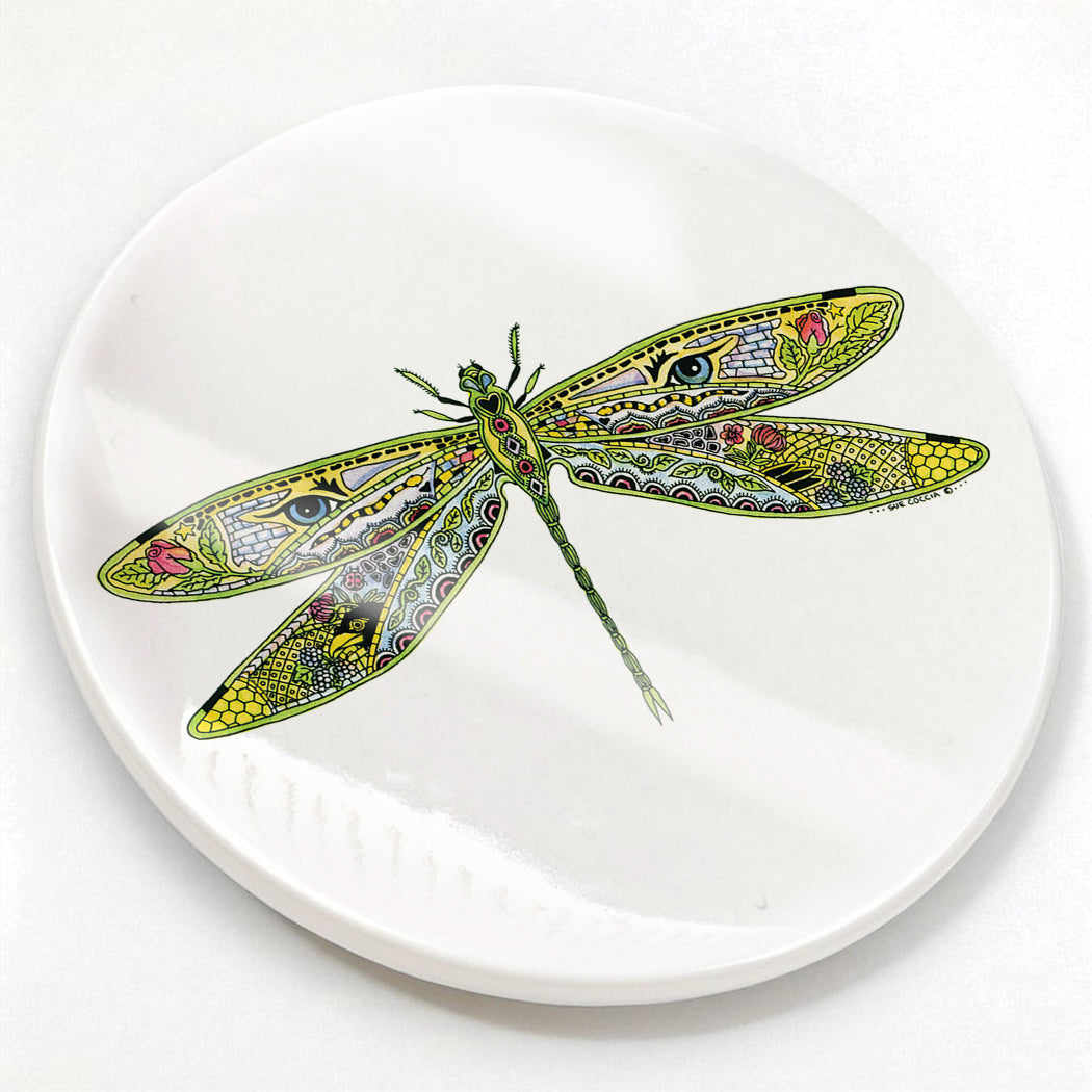 Dragonfly Glazed Ceramic Coaster