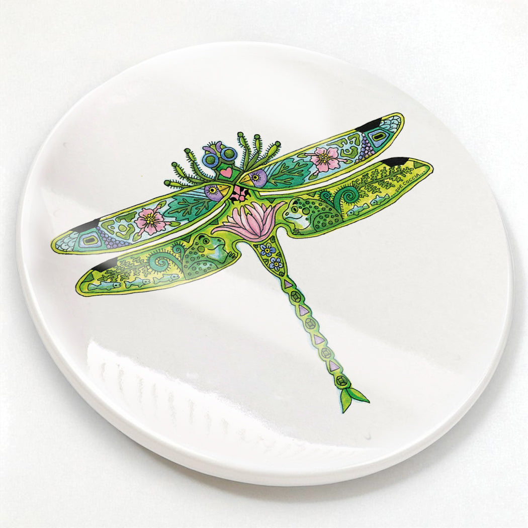 Dragonfly 2 Glazed Ceramic Coaster