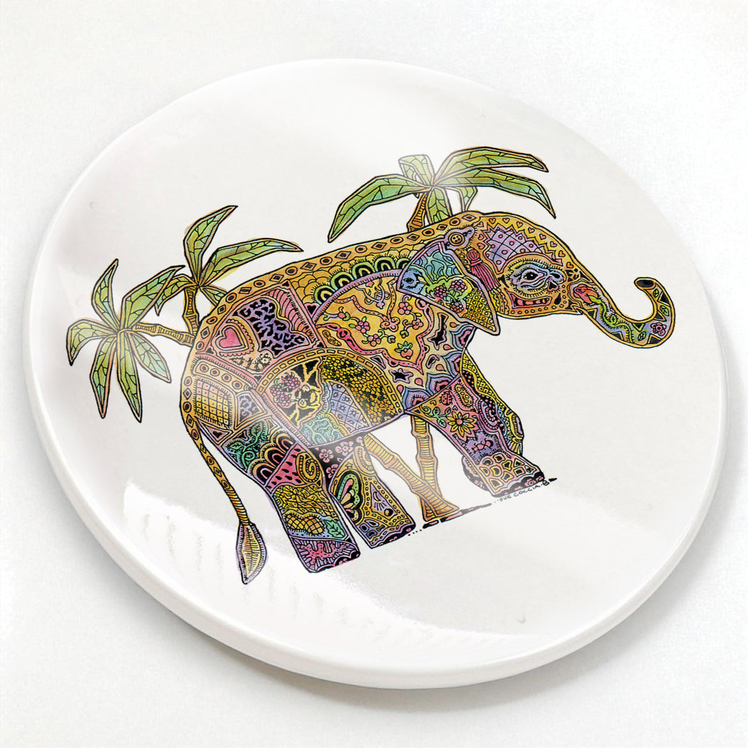 Elephant Glazed Ceramic Coaster