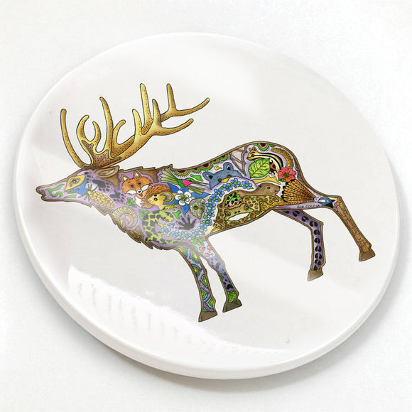 Elk 2 Glazed Ceramic Coaster