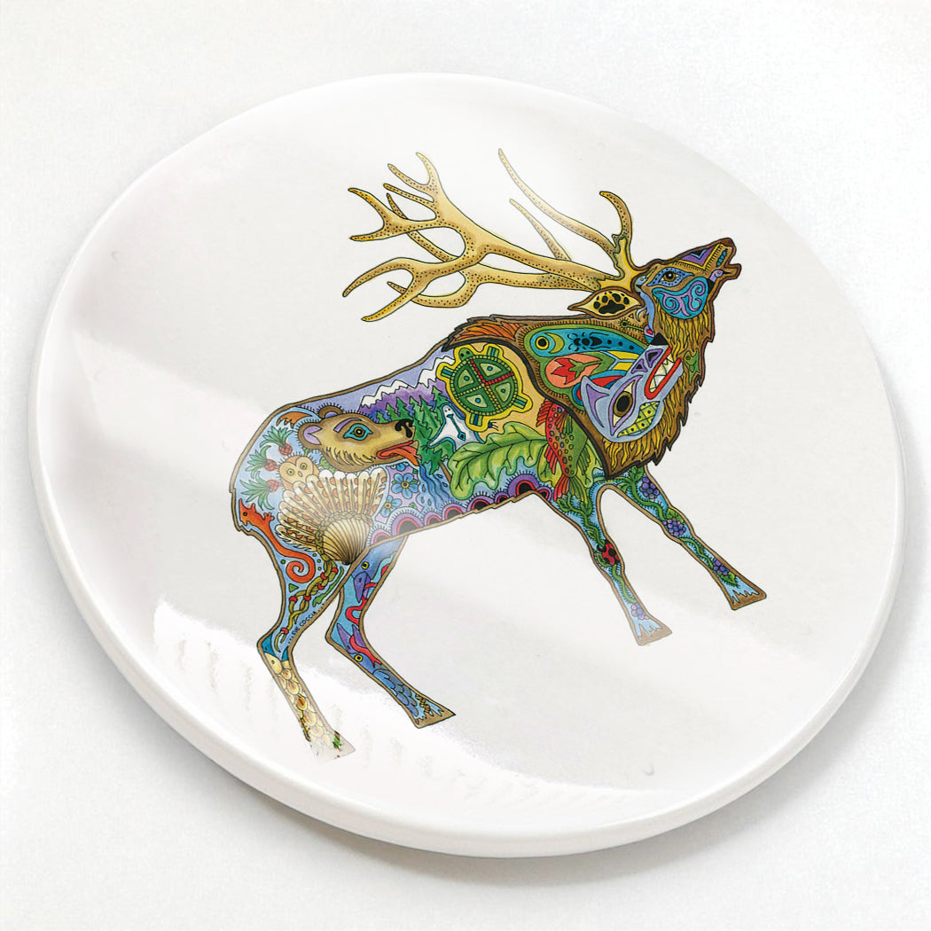 Elk Glazed Ceramic Coaster