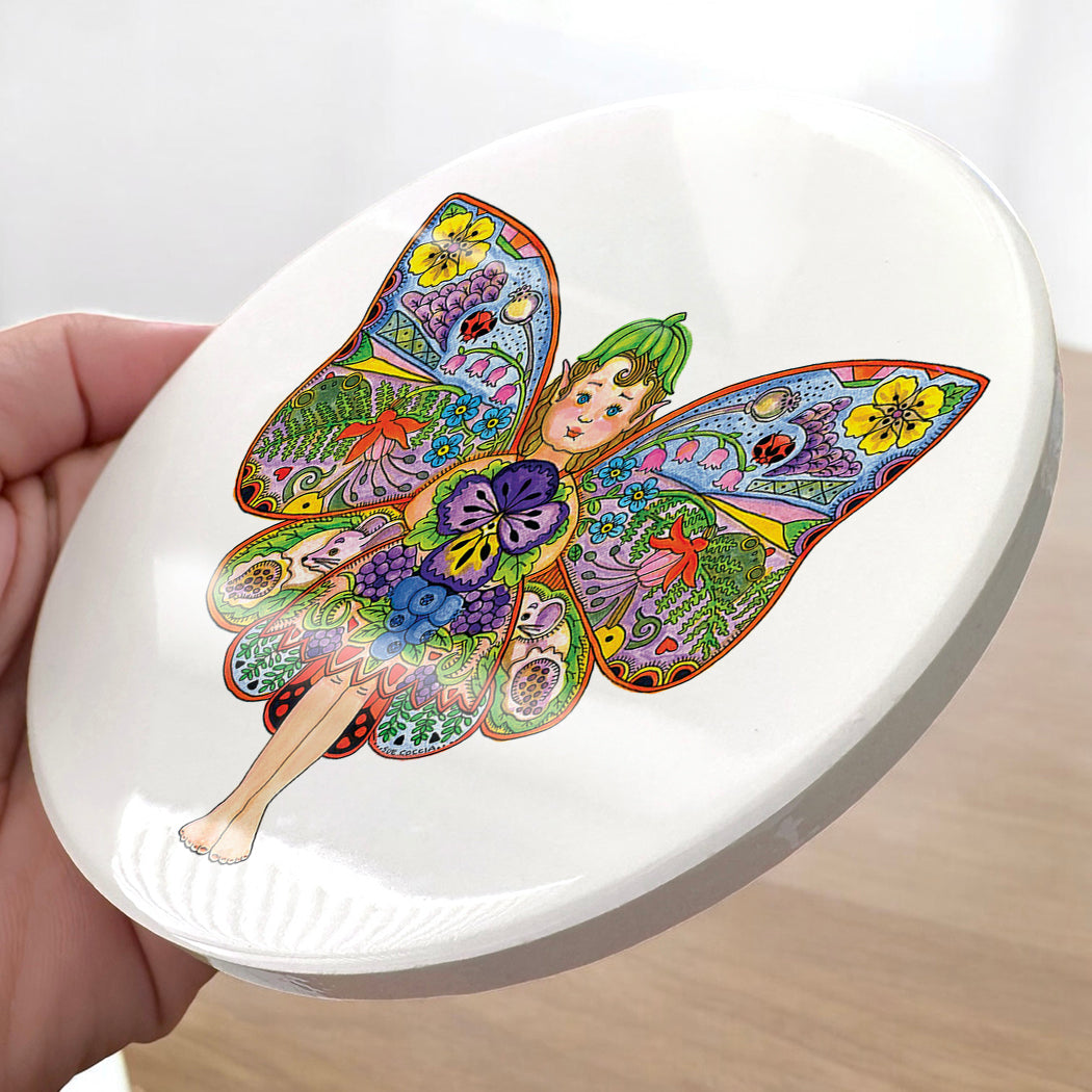 Fairy Glazed Ceramic Coaster