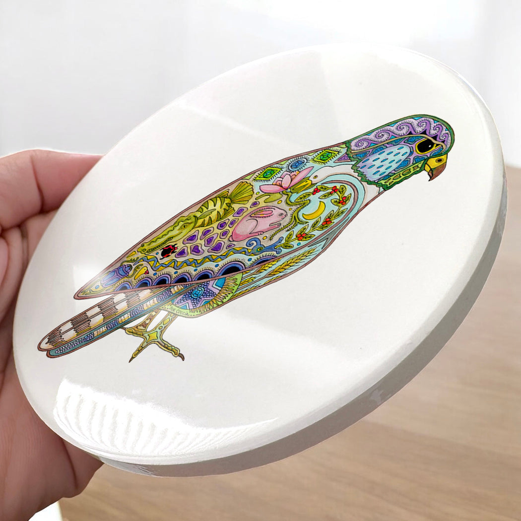 Falcon Glazed Ceramic Coaster