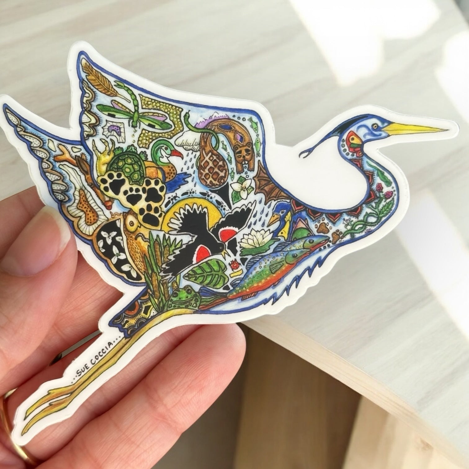 Flying Great Blue Heron Sticker