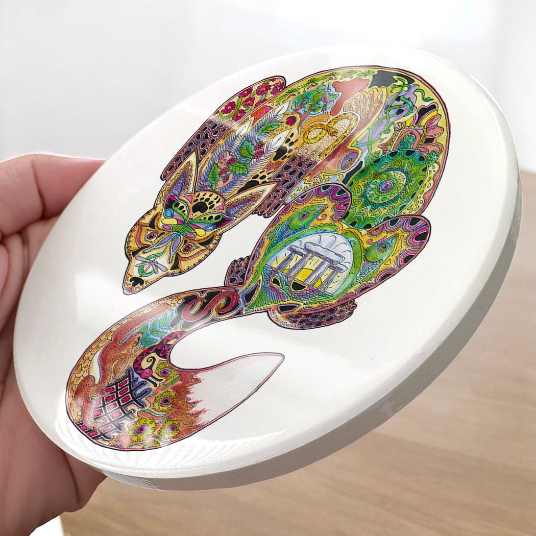 Fox Glazed Ceramic Coaster