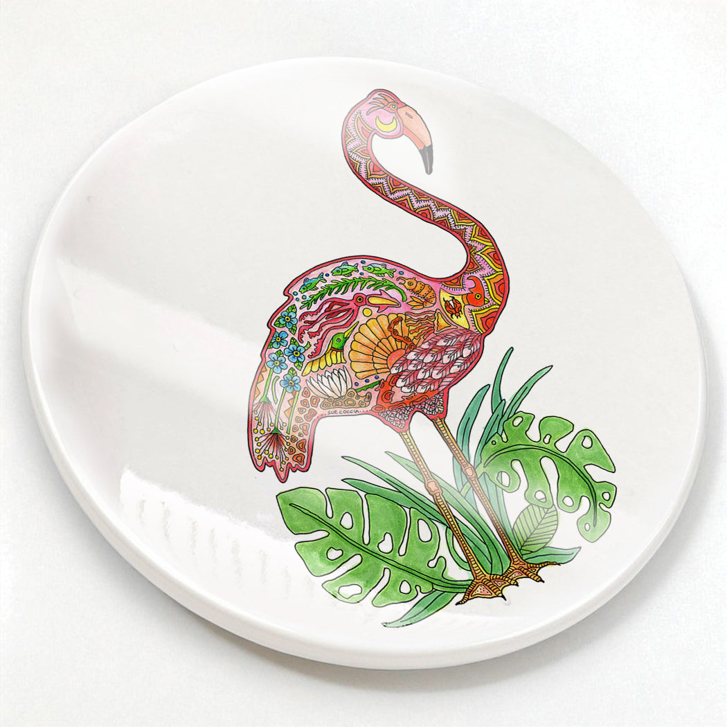 Flamingo Glazed Ceramic Coaster