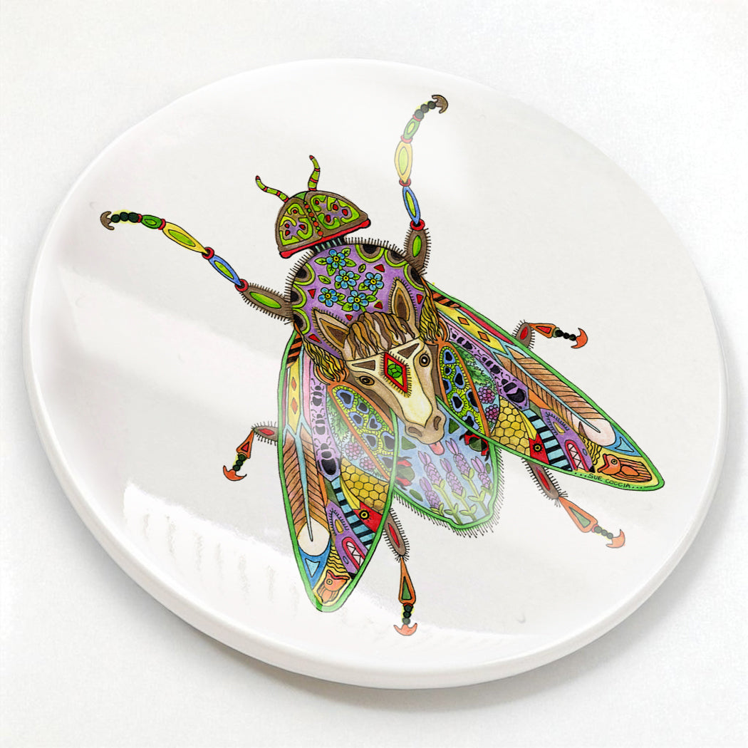 Horse fly Glazed Ceramic Coaster