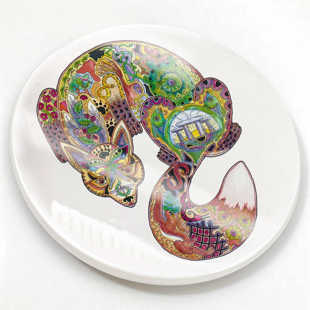 Fox Glazed Ceramic Coaster