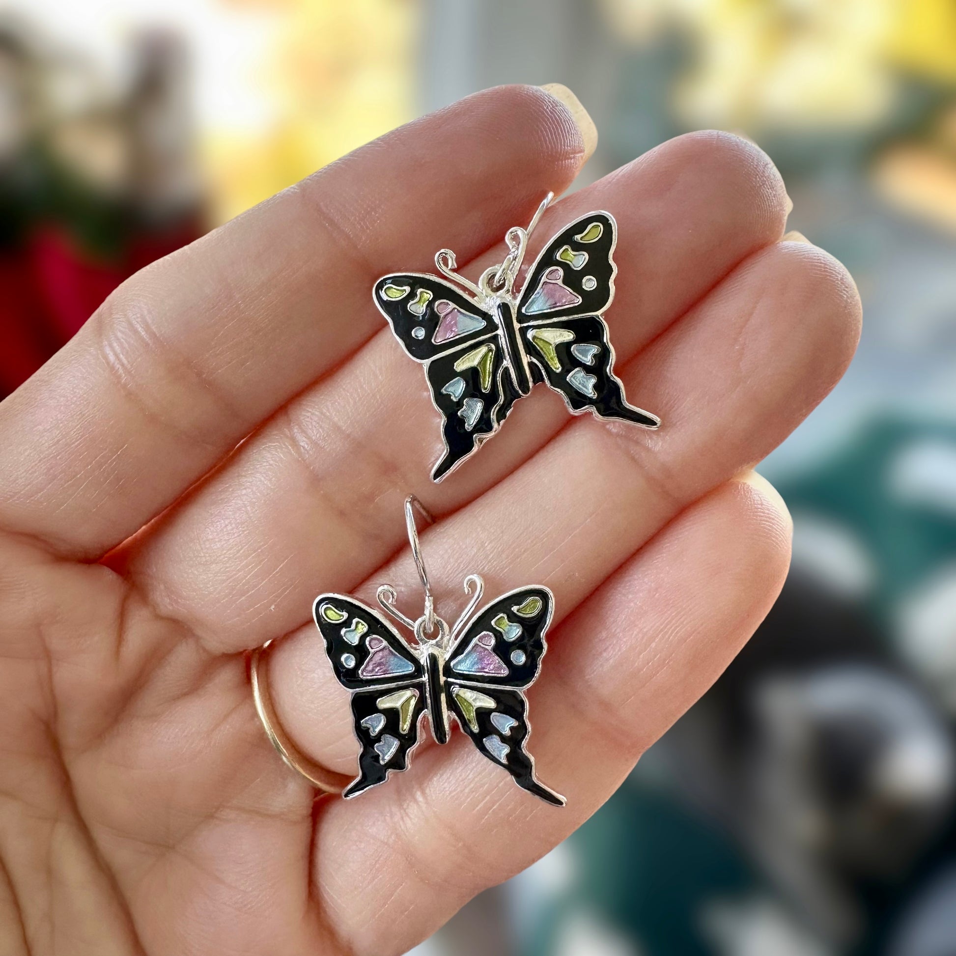Purple Spotted Swallow Butterfly Earrings
