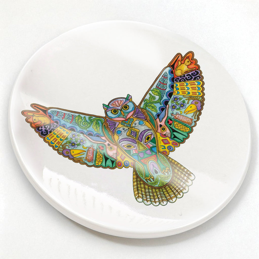 Great Horned Owl Glazed Ceramic Coaster