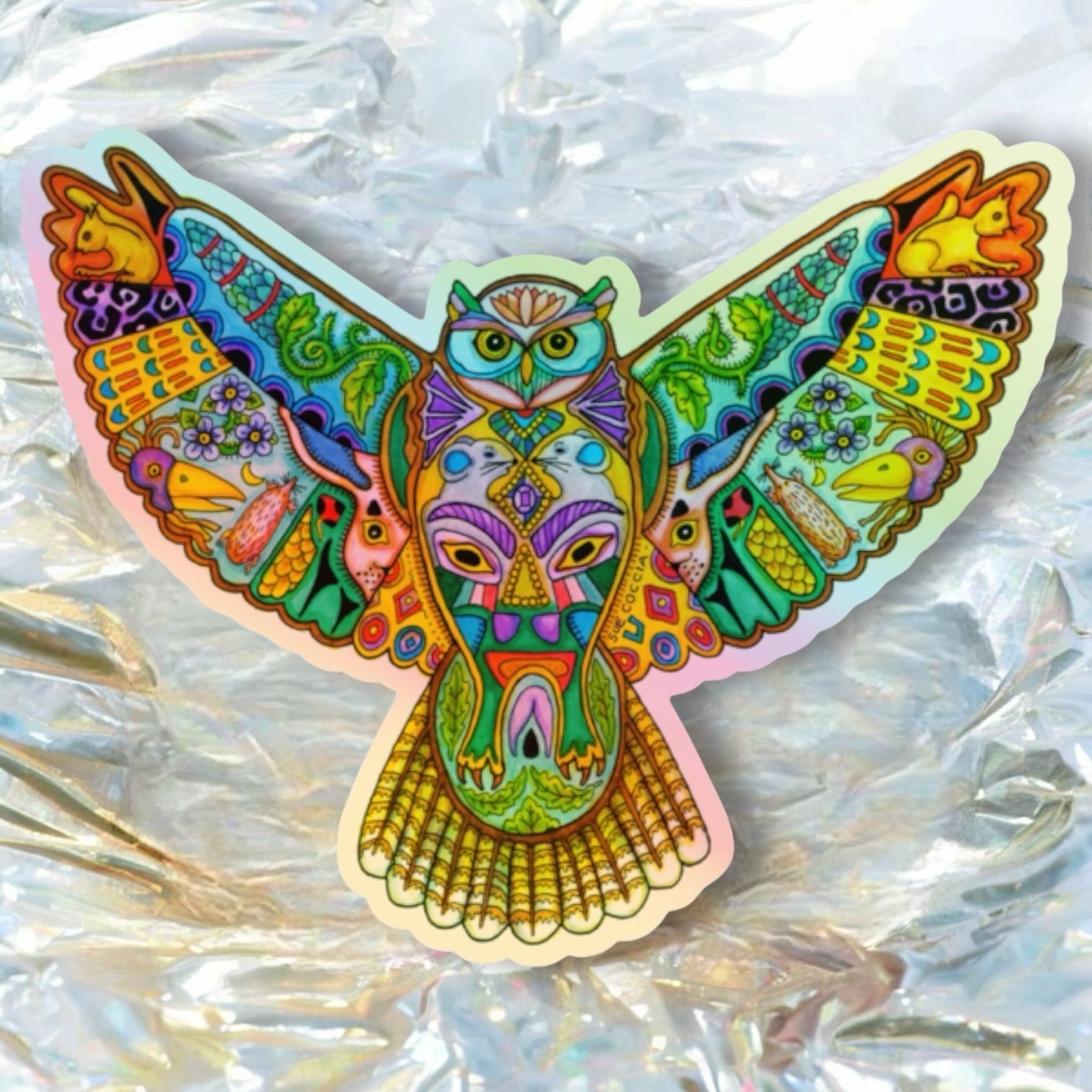 Great Horned Owl Holographic Sticker