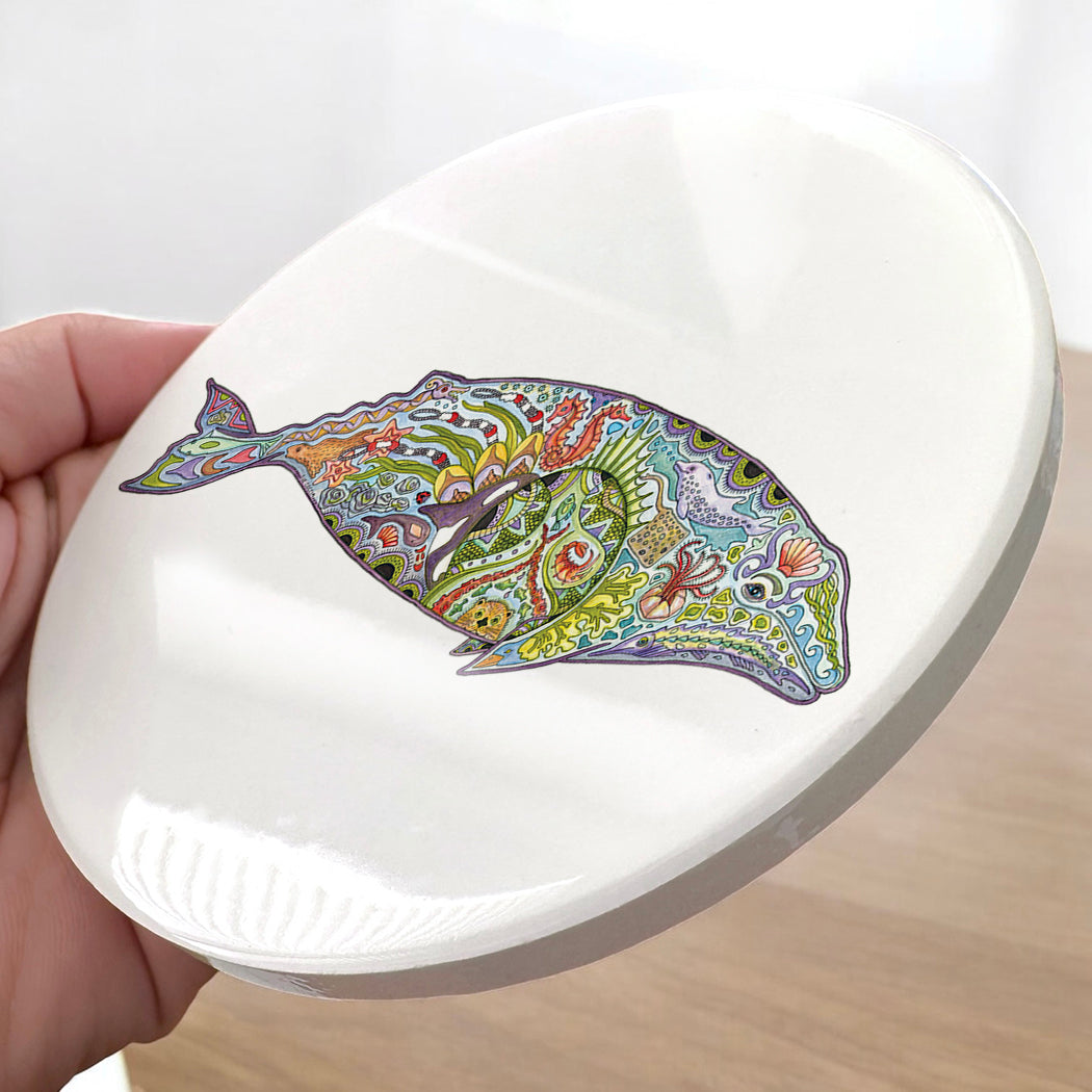 Gray Whale Glazed Ceramic Coaster