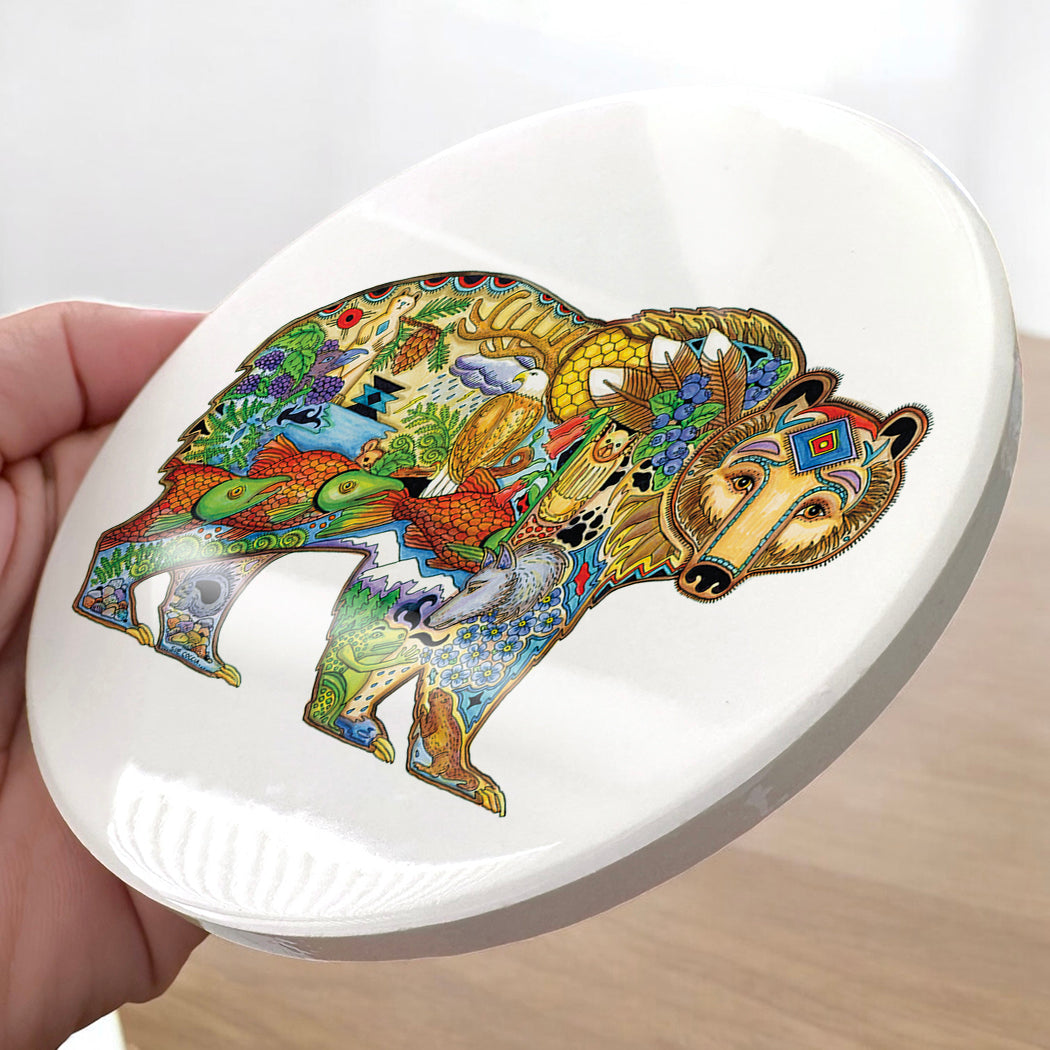 Grizzly Glazed Ceramic Coaster