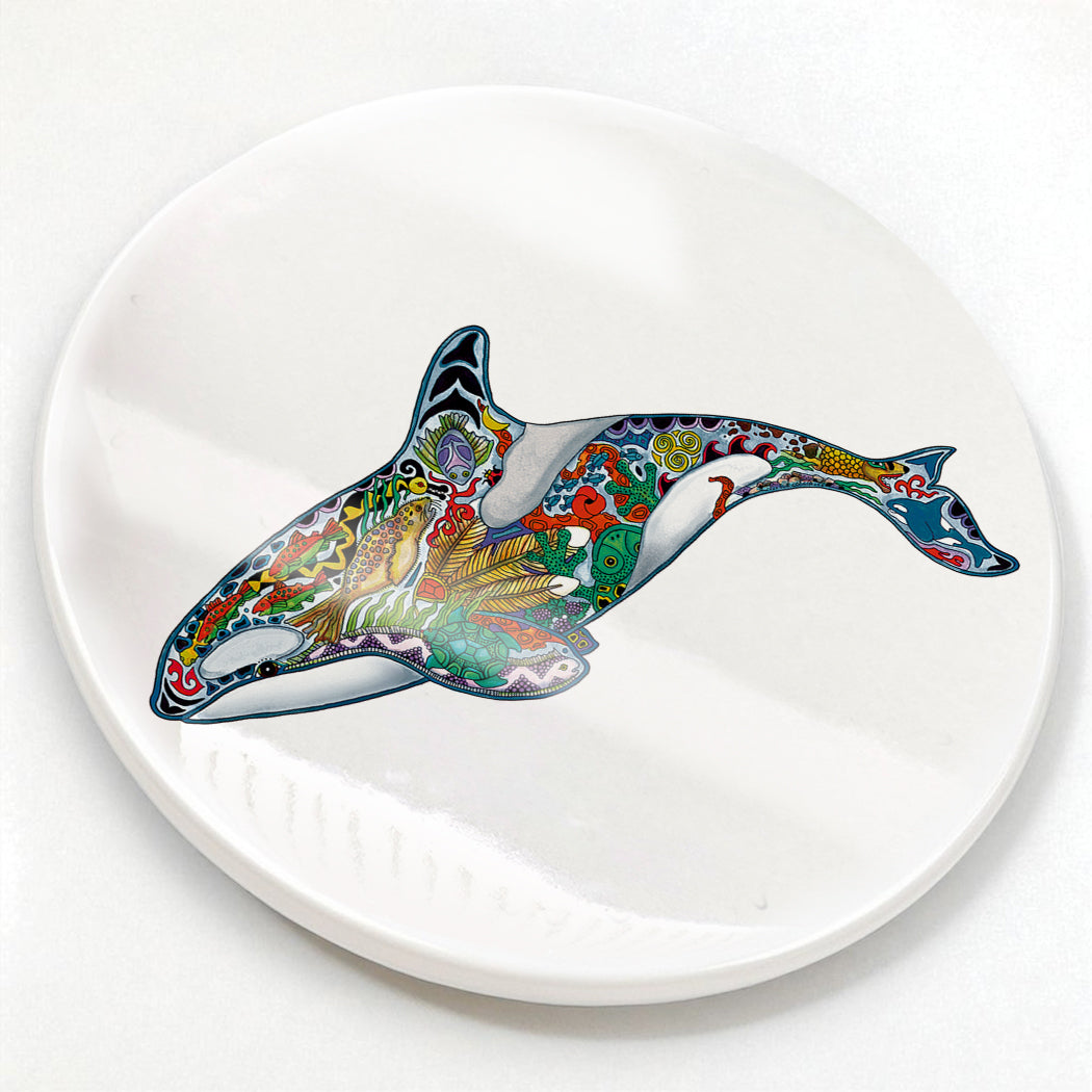 Granny Orca Glazed Ceramic Coaster