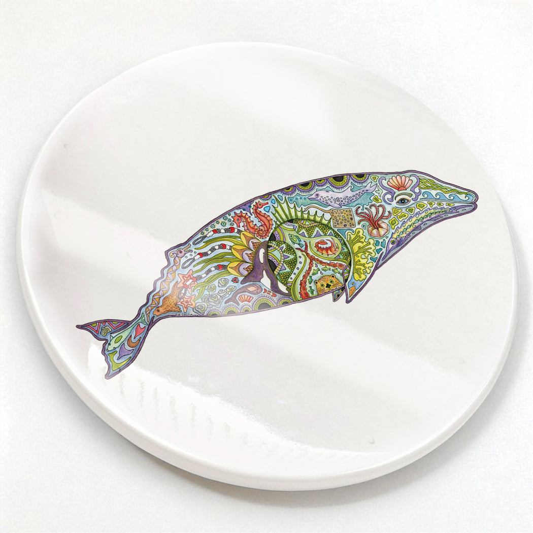 Gray Whale Glazed Ceramic Coaster