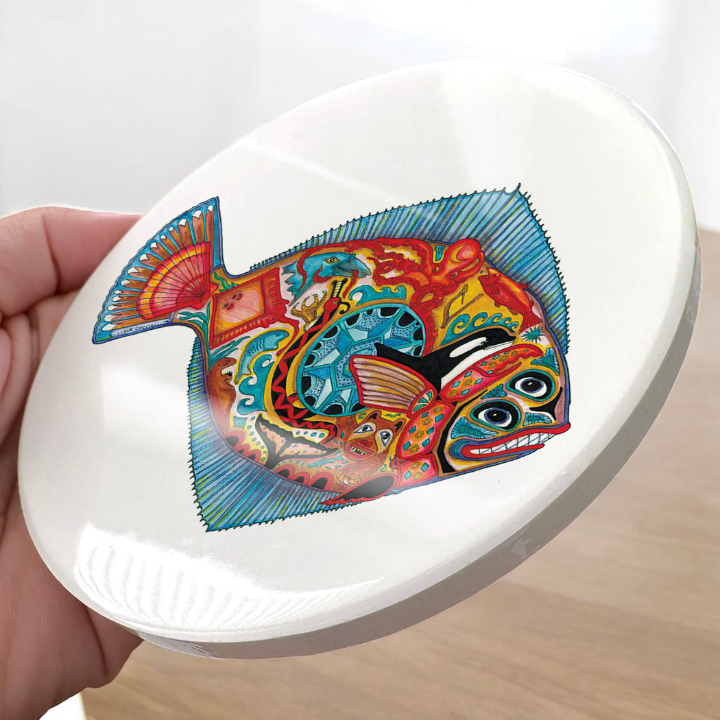 Halibut Glazed Ceramic Coaster