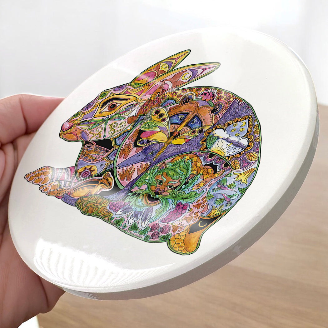 Hare Glazed Ceramic Coaster