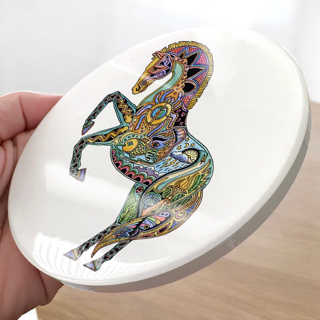 Horse Glazed Ceramic Coaster