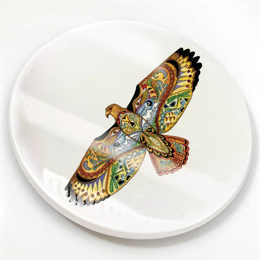 Hawk Glazed Ceramic Coaster