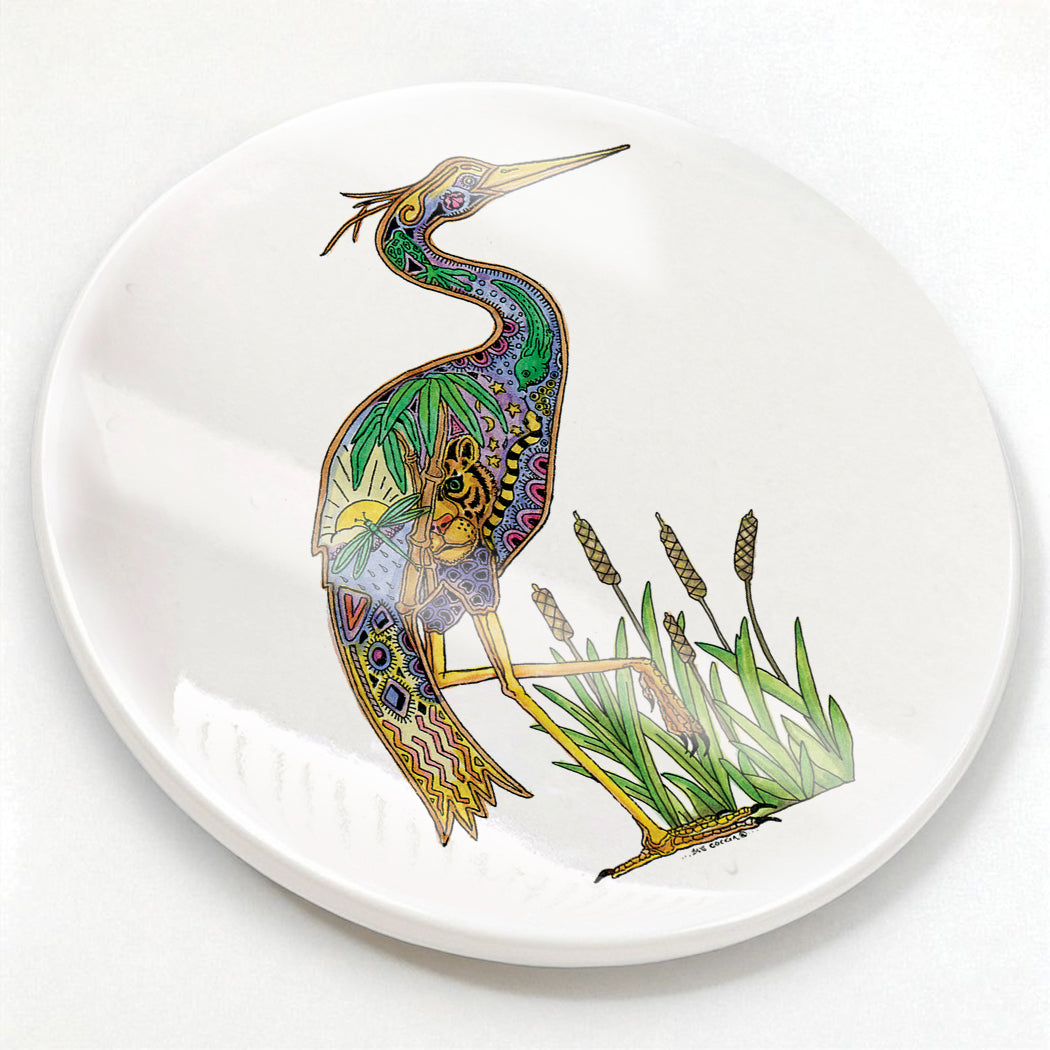 Heron Glazed Ceramic Coaster
