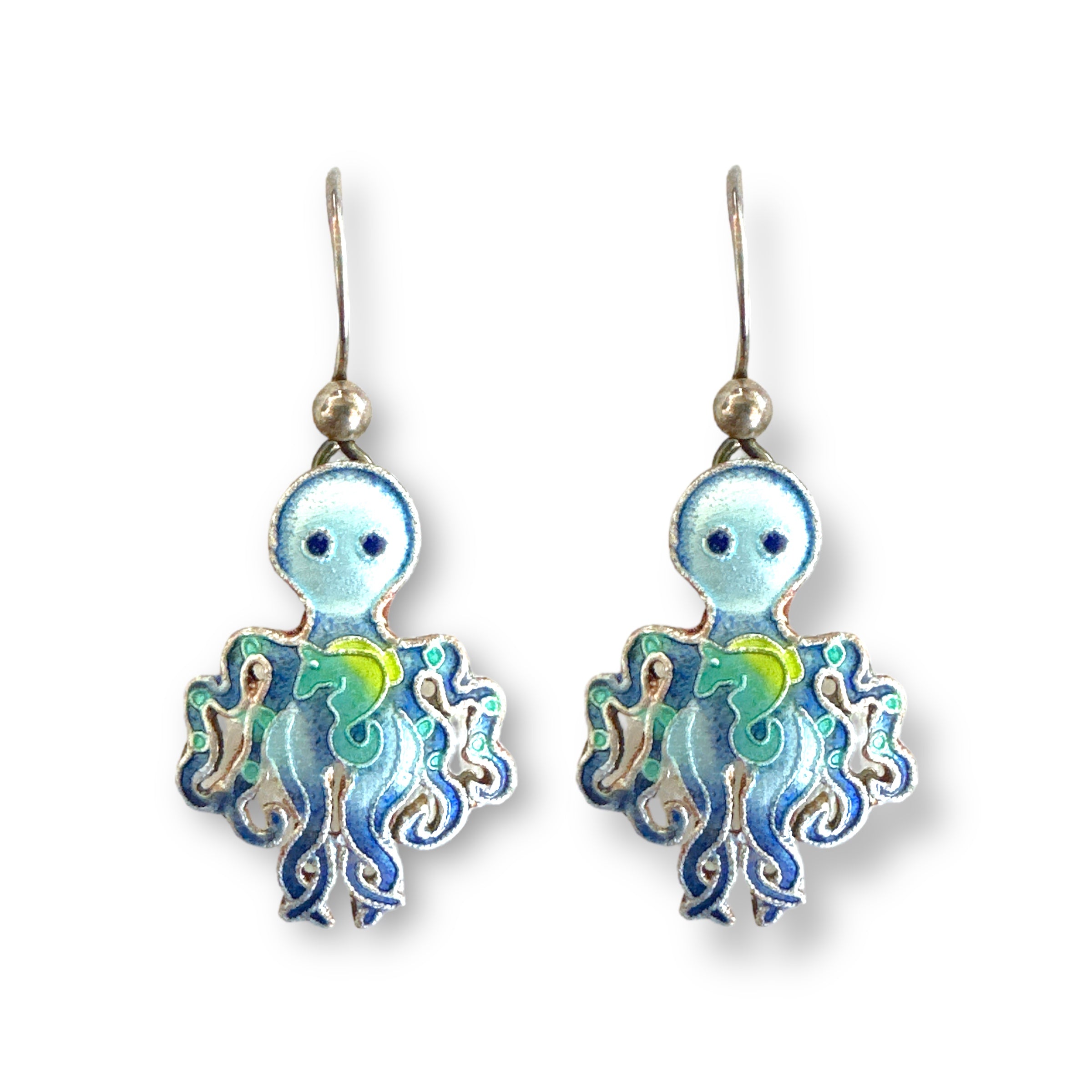 Blue Octopus Montage Earrings