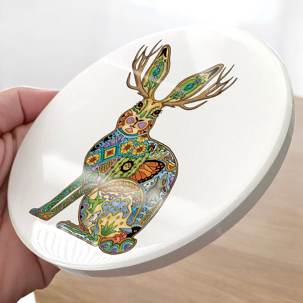 Jackalope Glazed Ceramic Coaster