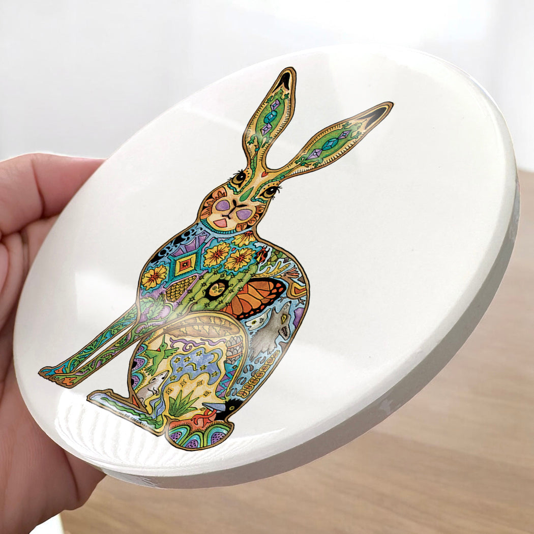 Jackrabbit Glazed Ceramic Coaster