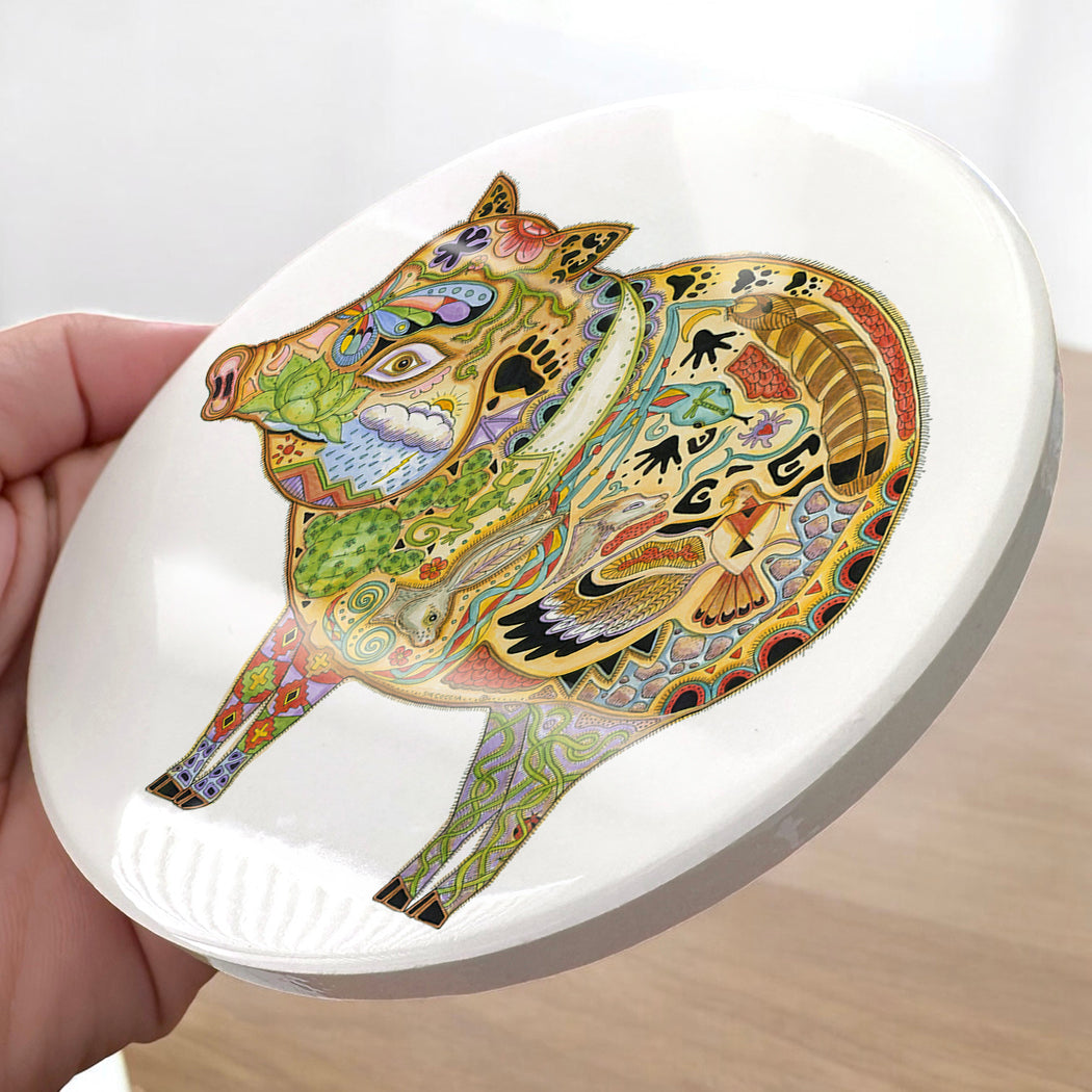 Javelina Glazed Ceramic Coaster