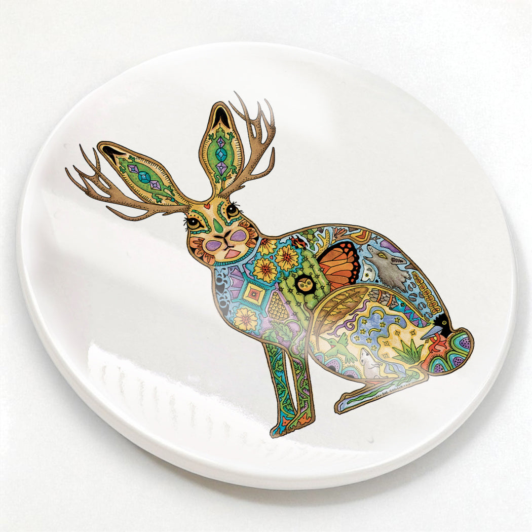 Jackalope Glazed Ceramic Coaster