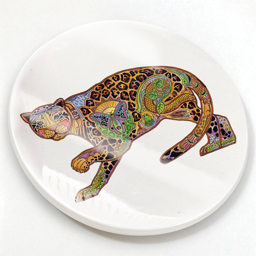 Jaguar Glazed Ceramic Coaster