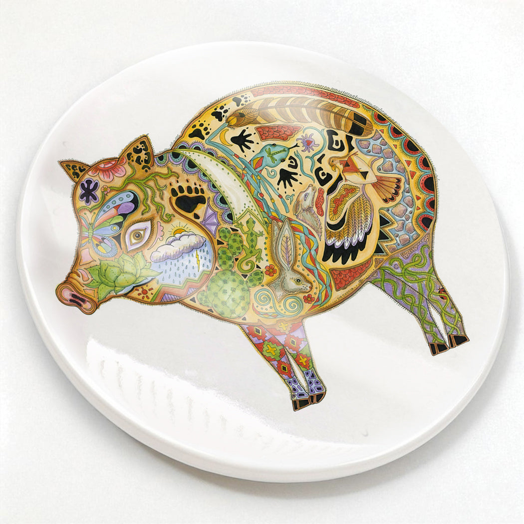 Javelina Glazed Ceramic Coaster
