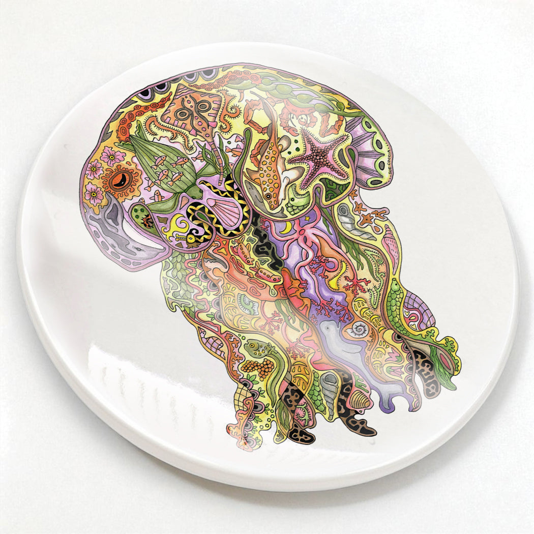 Jellyfish Glazed Ceramic Coaster