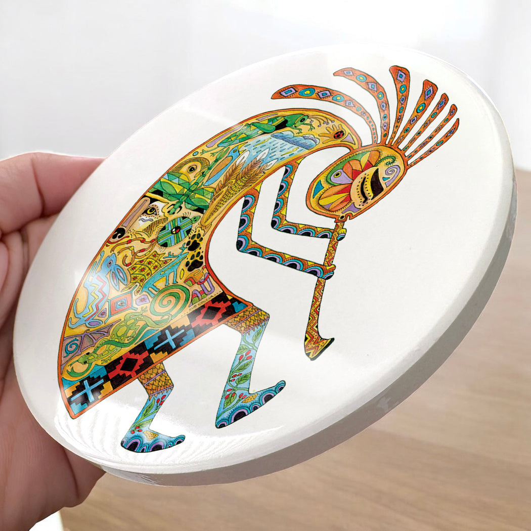 Kokopelli Glazed Ceramic Coaster