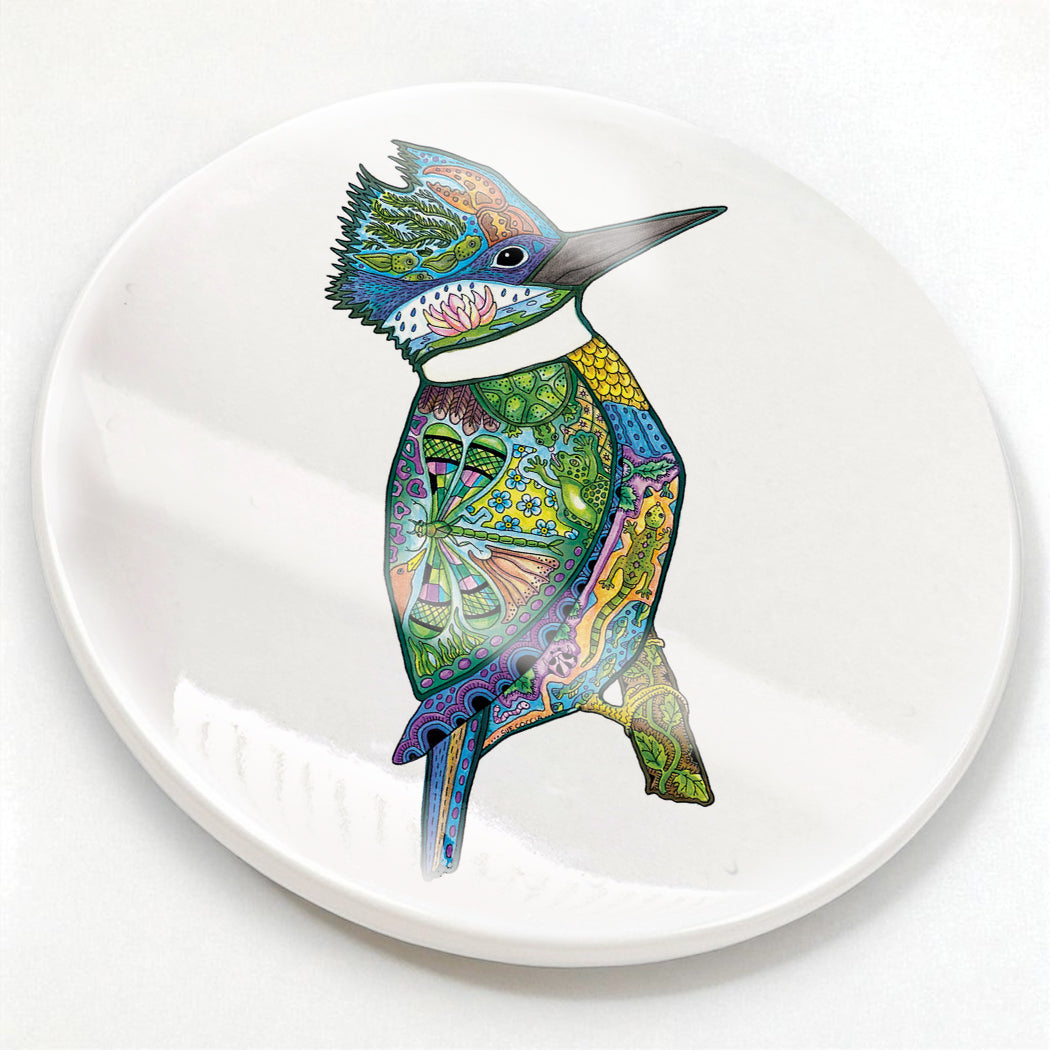 King Fisher Glazed Ceramic Coaster