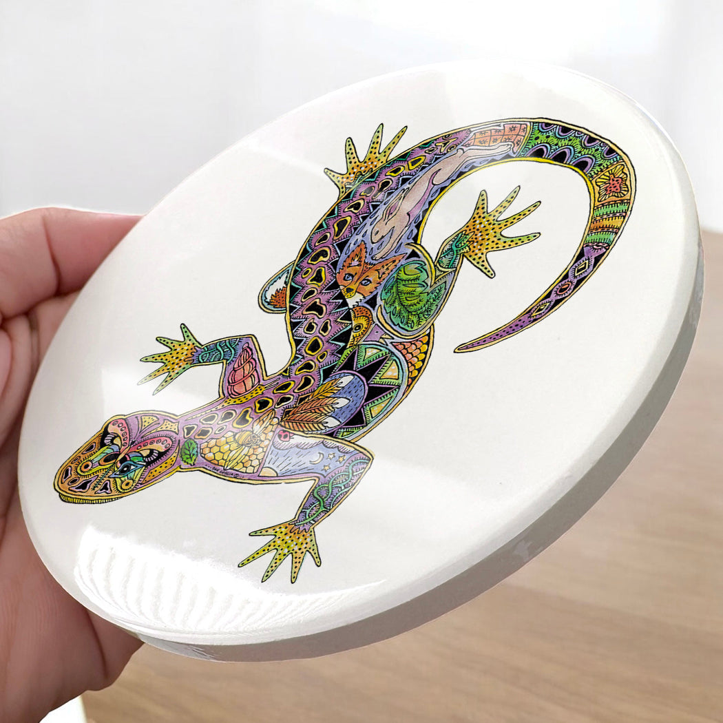 Lizard Glazed Ceramic Coaster