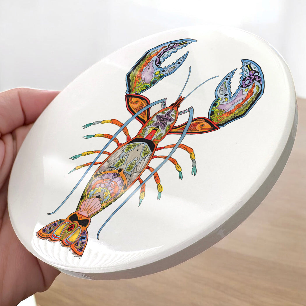 Lobster Glazed Ceramic Coaster