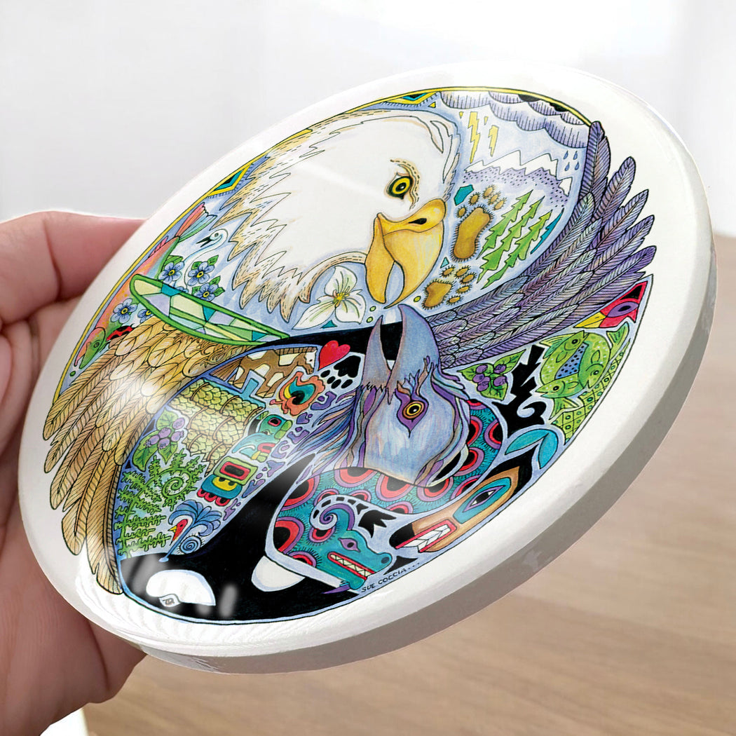 Lovebirds Glazed Ceramic Coaster