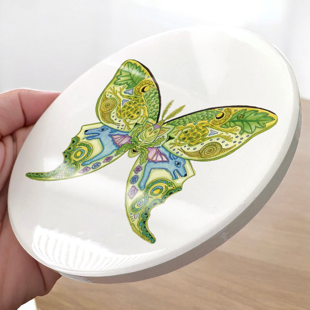 Luna moth Glazed Ceramic Coaster