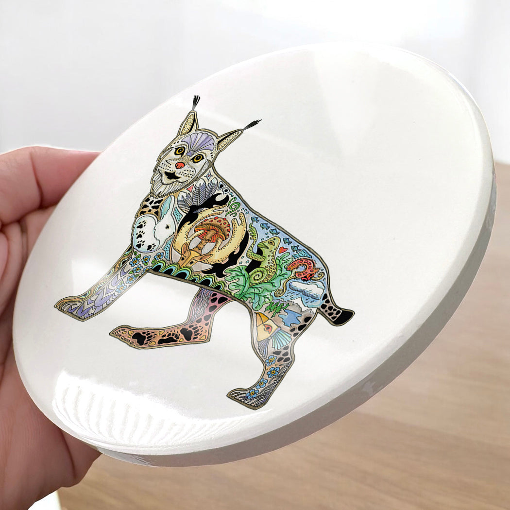 Lynx Glazed Ceramic Coaster