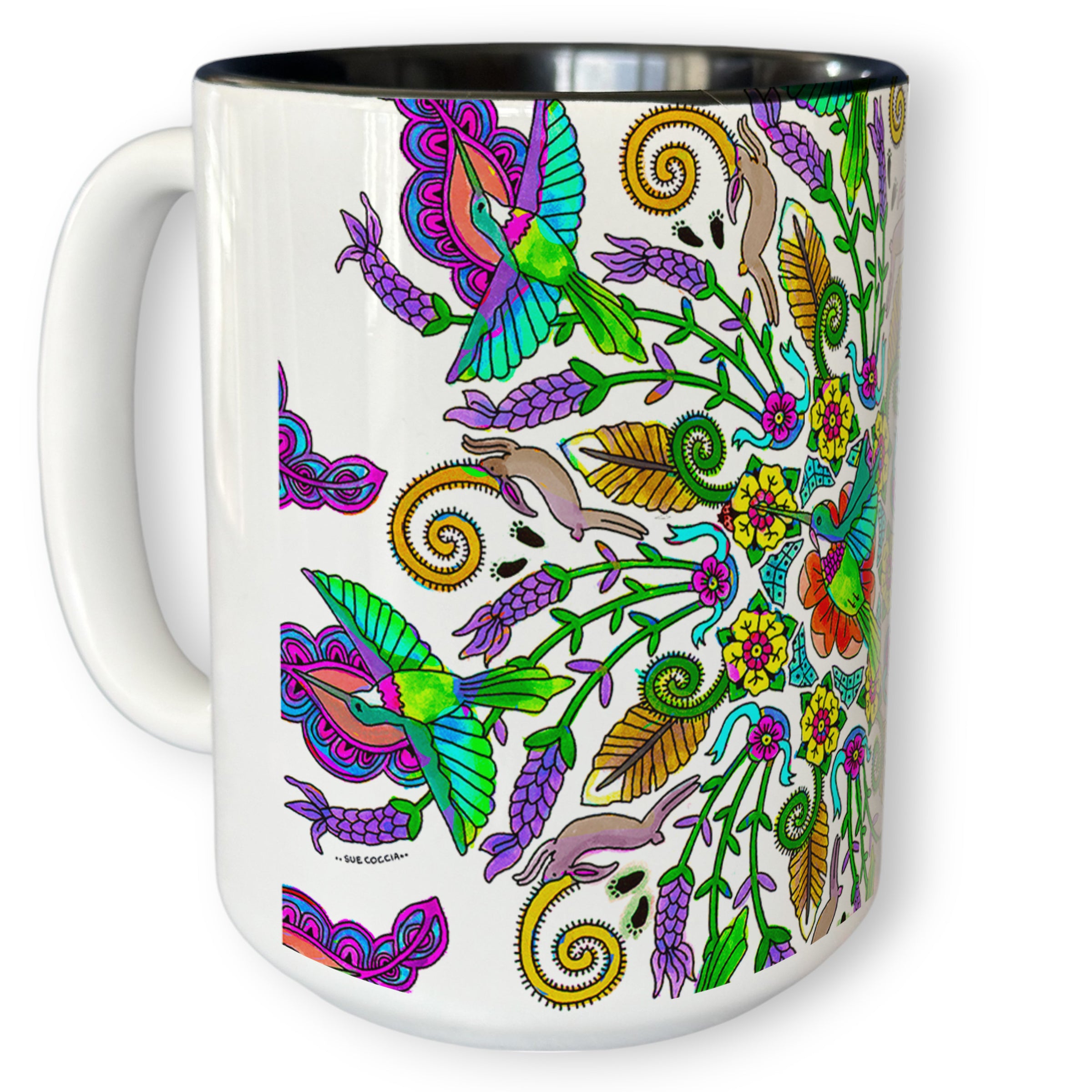 Hummingbird Lavender Mandala 15 oz Mug