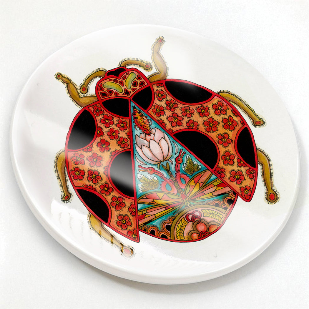 Ladybug Glazed Ceramic Coaster