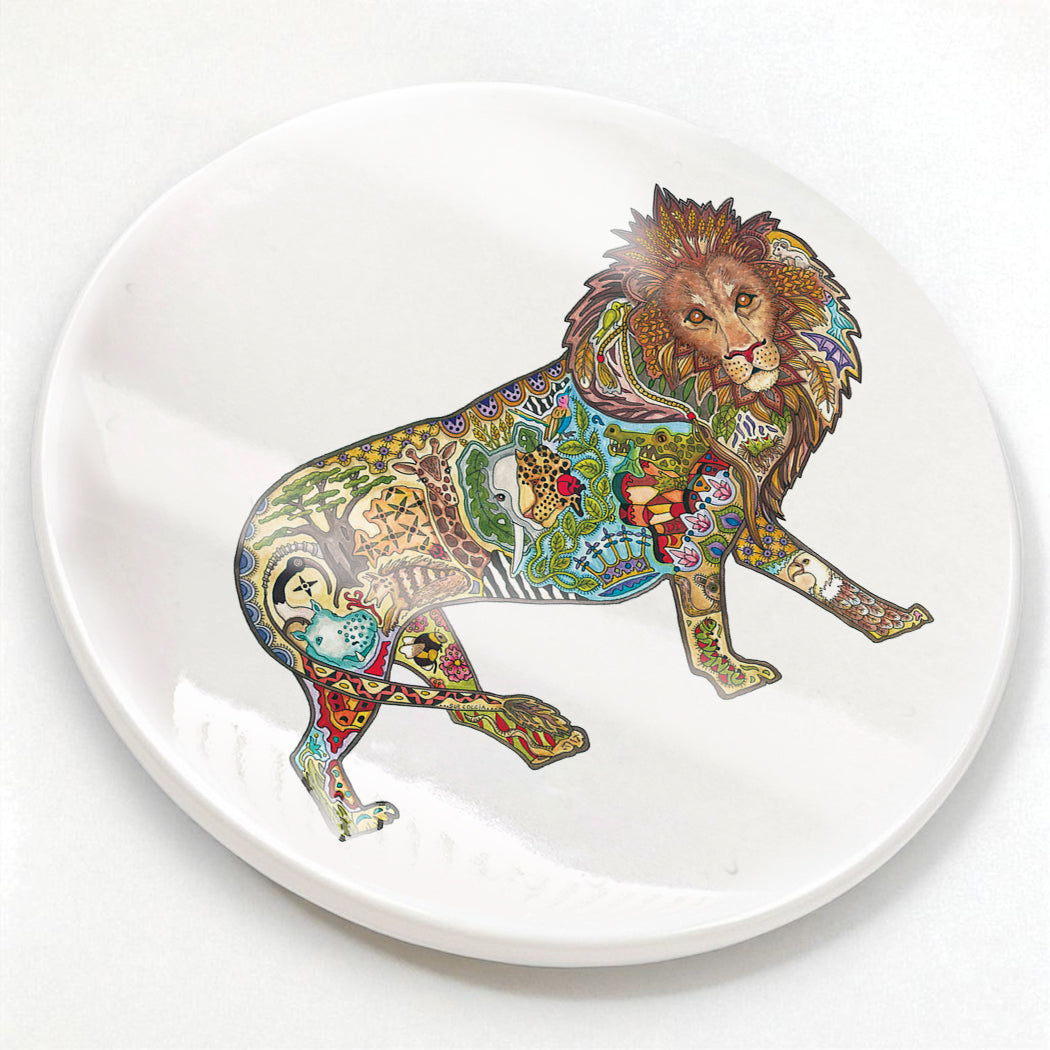 Lion Glazed Ceramic Coaster