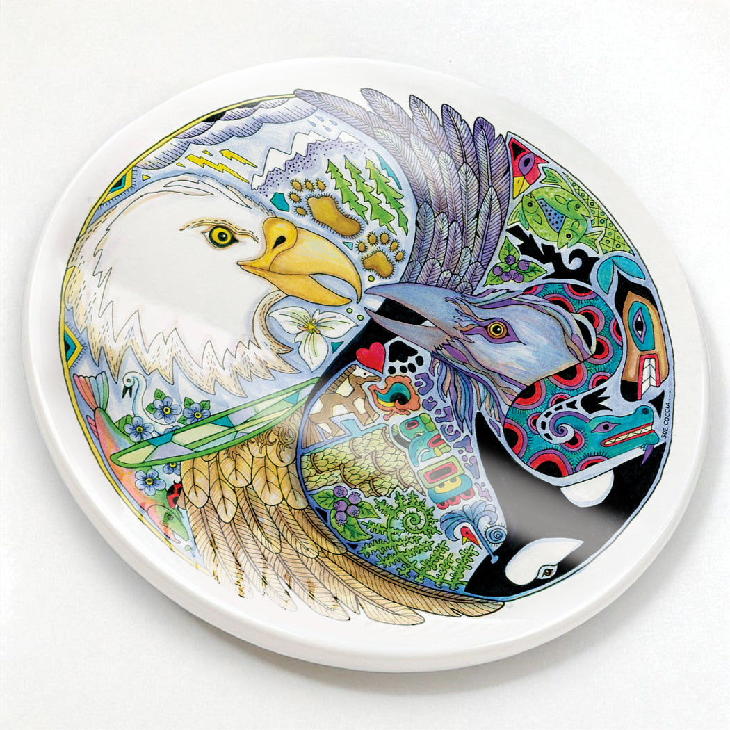 Lovebirds Glazed Ceramic Coaster