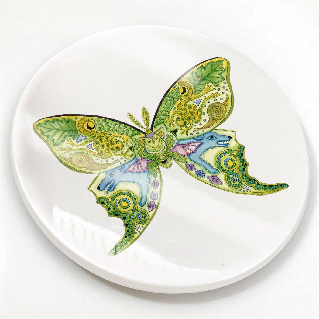 Luna moth Glazed Ceramic Coaster