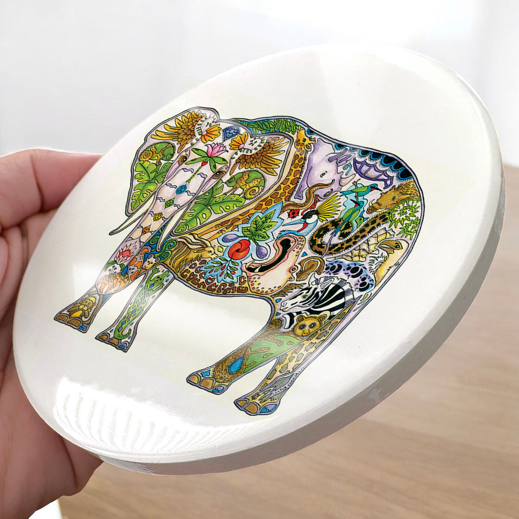 Mabula Elephant Glazed Ceramic Coaster