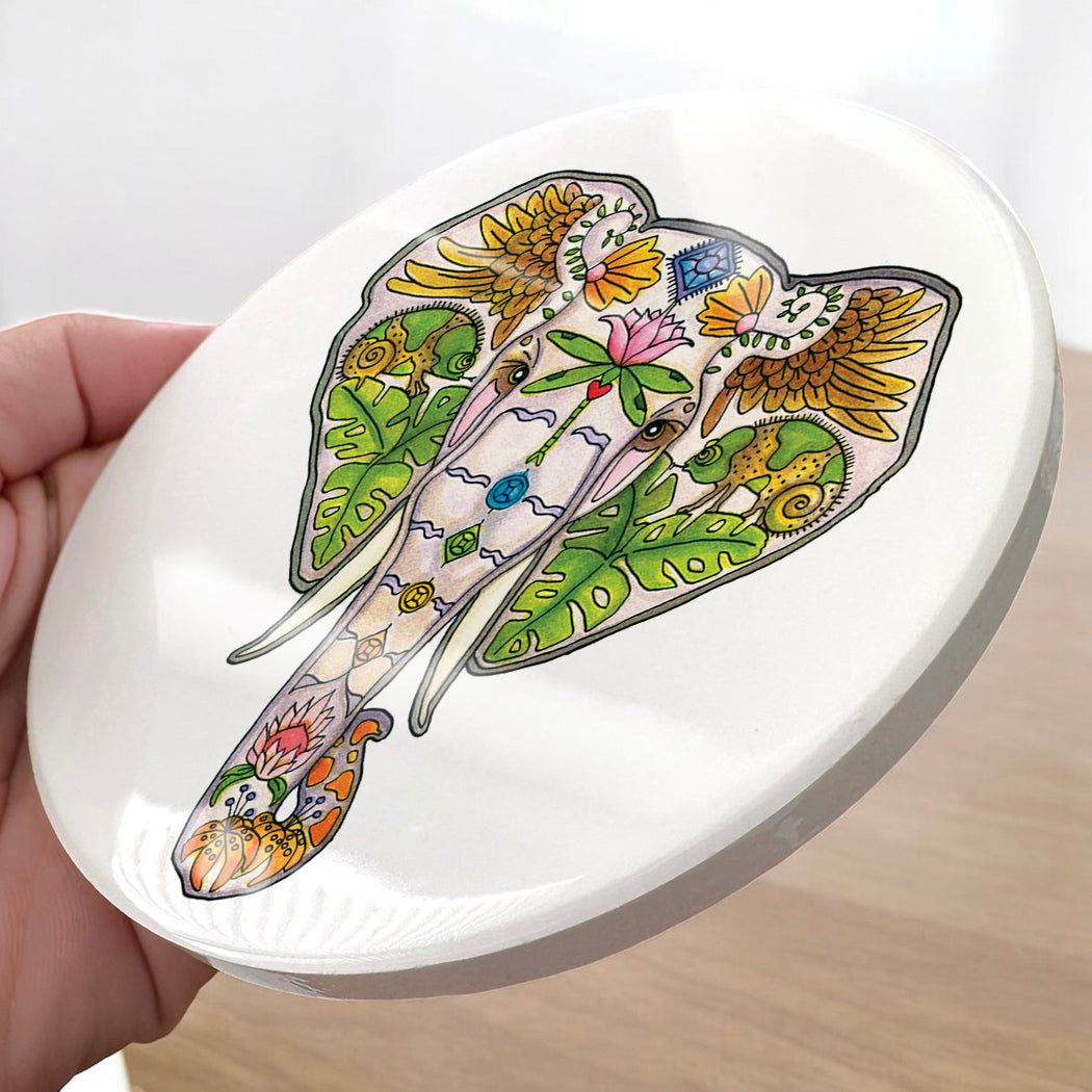 Mabula's head Glazed Ceramic Coaster