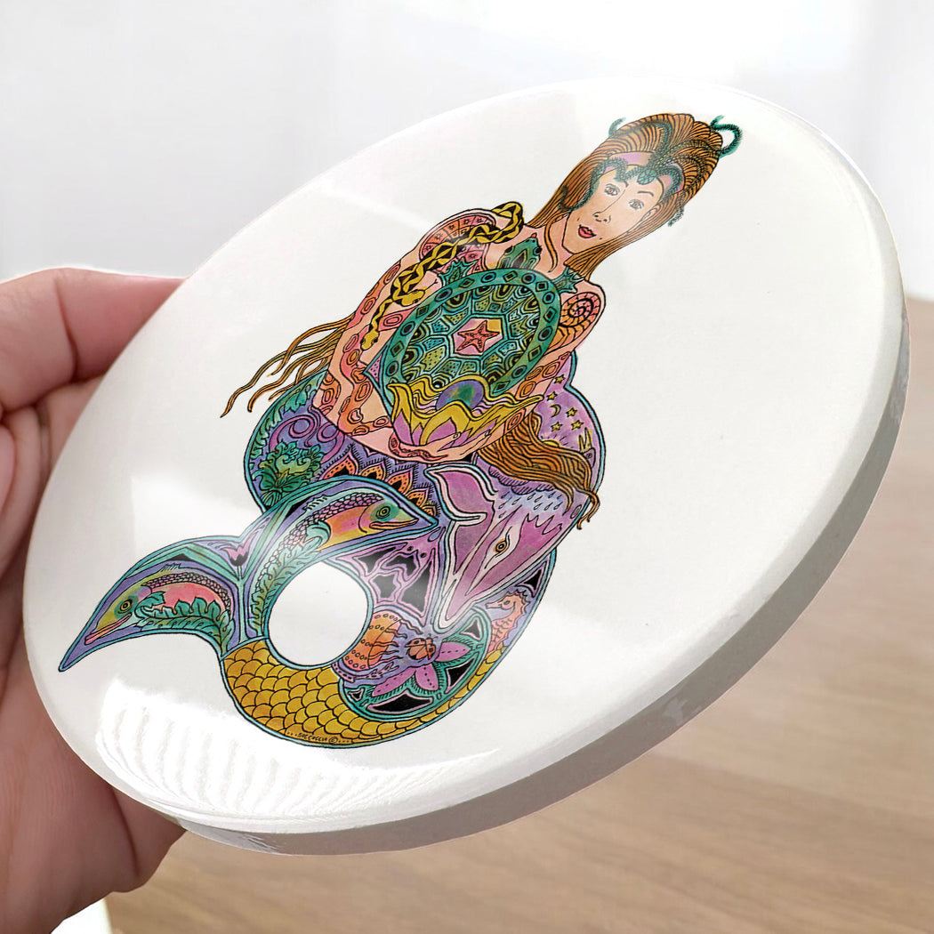 Mermaid Glazed Ceramic Coaster